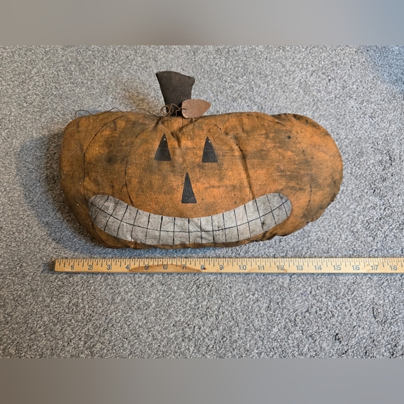 Primitive Handmade Mixed Media Pumpkin Unique - Picture 2 of 5